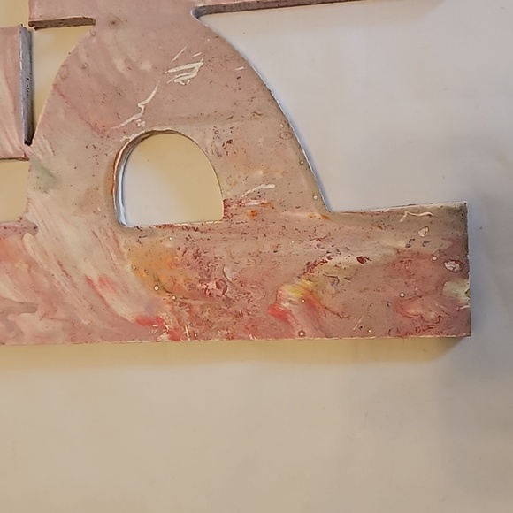 Hand Crafted HOPE Fluid Art on plywood 9" x 11" Upcycled wooden pink purple sign - Picture 12 of 17